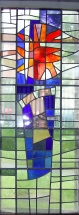 Stained glass window depicting St Alban