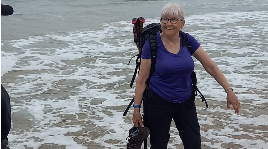 Walker paddling in sea