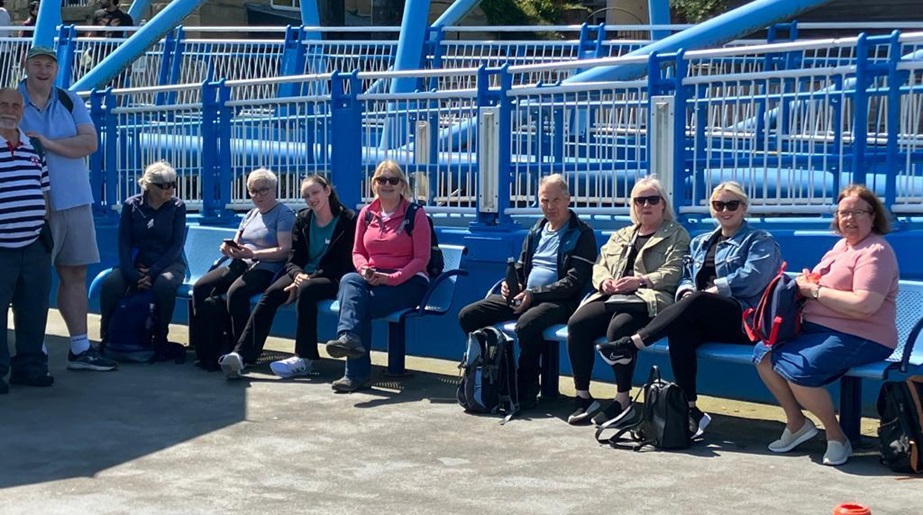 Walkers waiting for ferry