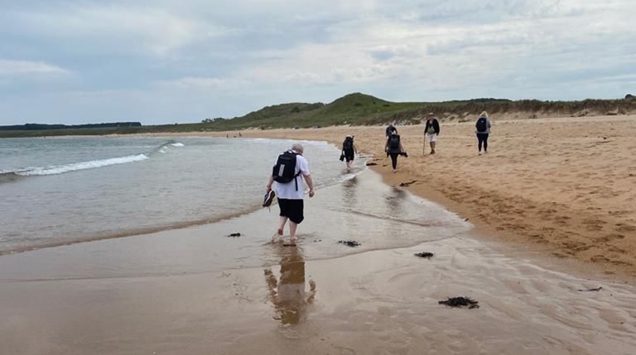 Walkers paddling