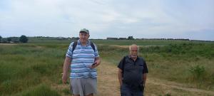 Walkers on country path
