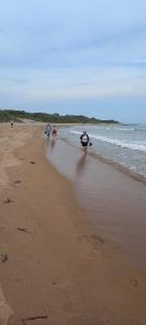 Walking along sea shore